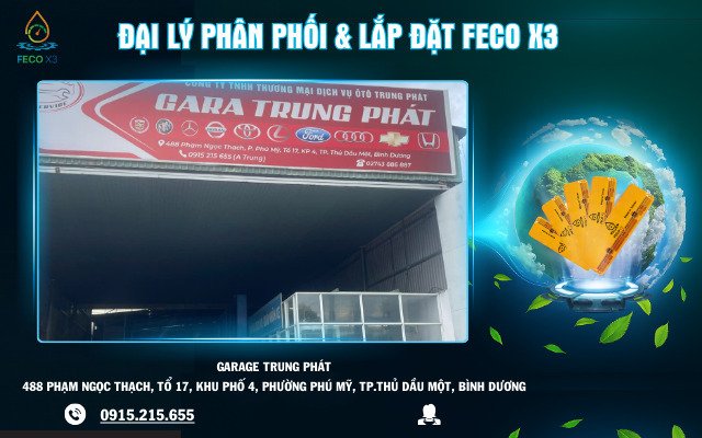 ĐẠI LÝ PHÂN PHỐI & LẮP ĐẶT FECO X3 – GARAGE TRUNG PHÁT, BÌNH DƯƠNG