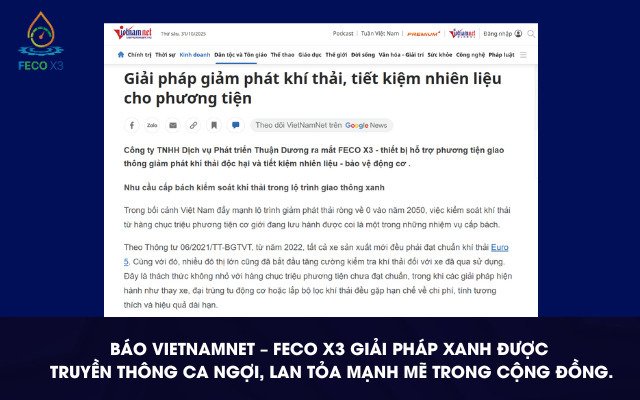 FECO X3 GIẢI PHÁP XANH TRÊN BÁO VIETNAMNET